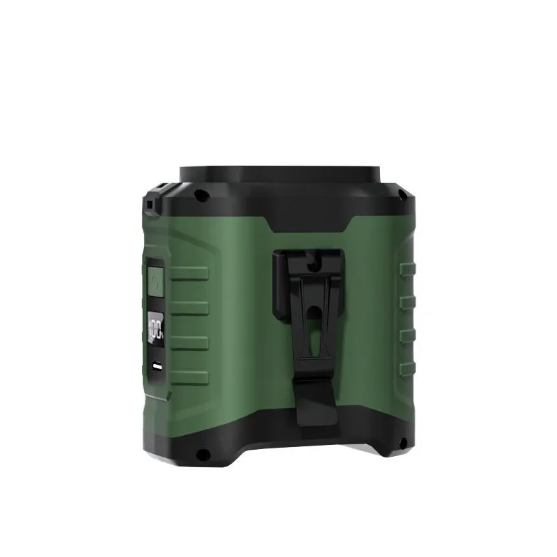 Rechargeable clip on waist fan in army green with USB charging cable