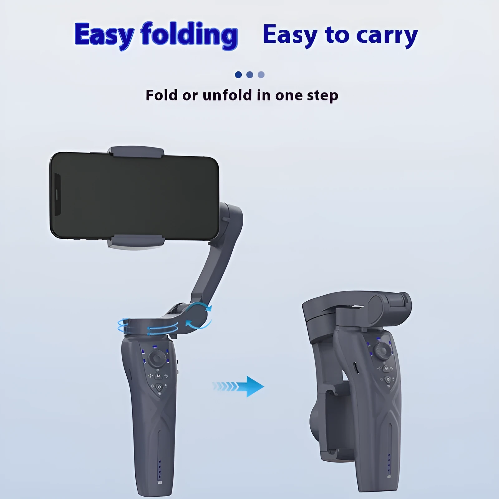 Three-axis anti-shake bracket for mobile phones with intelligent tracking, ABS material, supports phones up to 280g and 9cm wide