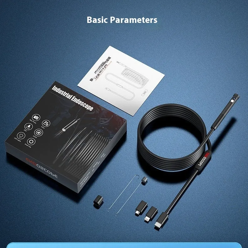 Single dual lens HD Type-C pipe endoscope with 7.9mm hard wire probe for smartphone inspection