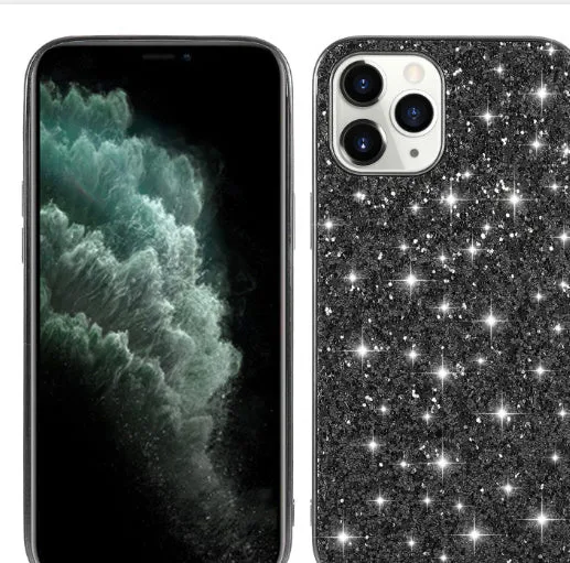 TPU phone case with sequins veneer back cover for iPhone 13 and 12 series in rose gold colour