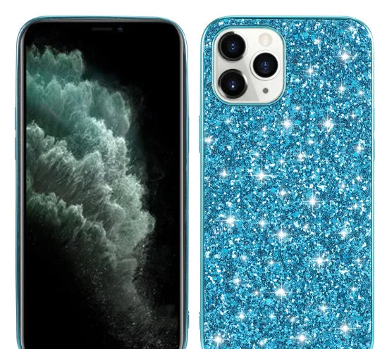 TPU phone case with sequins veneer back cover for iPhone 13 and 12 series in rose gold colour