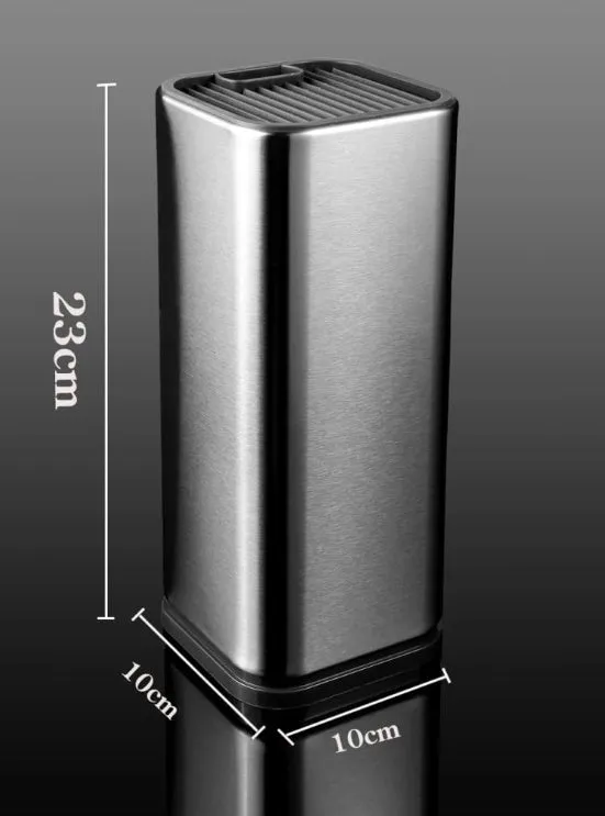 Black and white multifunctional kitchen tool holder with detachable bottom for storing knives and cutlery.