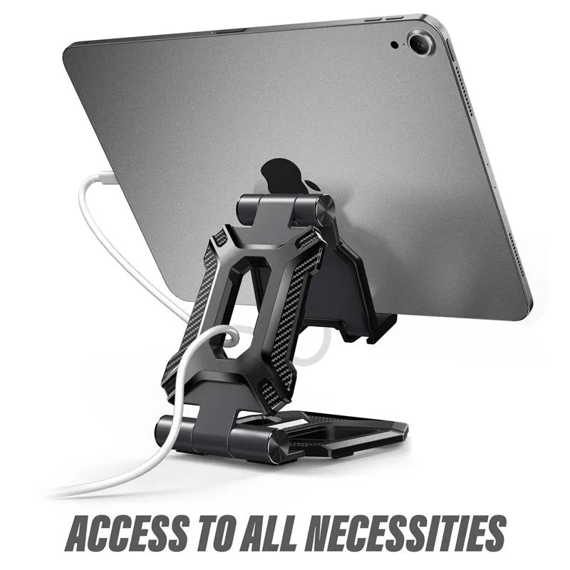 SUPCASE black aluminium alloy tablet and phone stand with adjustable 270° angle and anti-scratch TPU protection