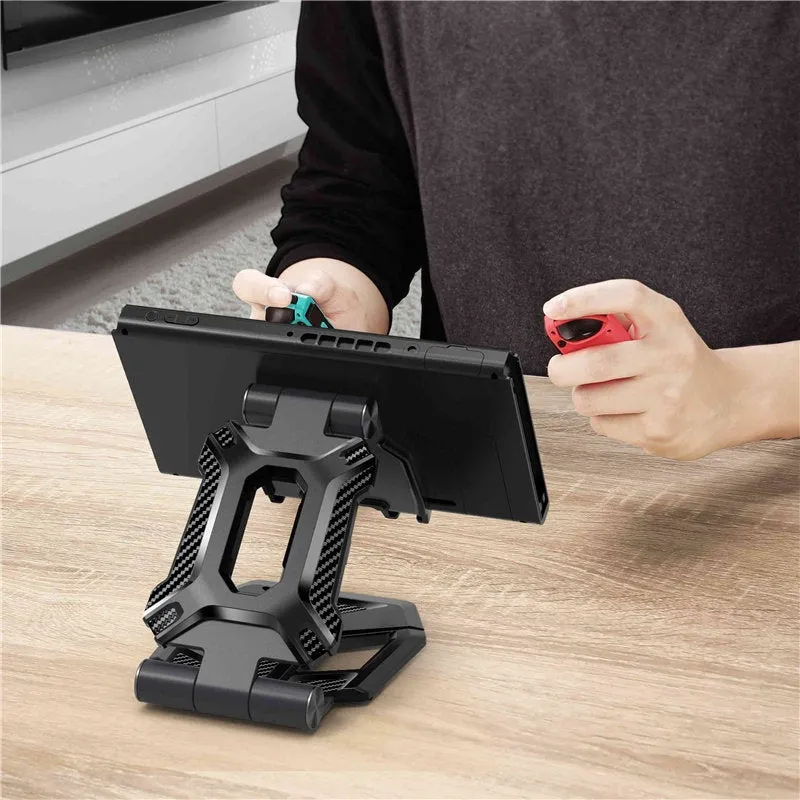 SUPCASE black aluminium alloy tablet and phone stand with adjustable 270° angle and anti-scratch TPU protection