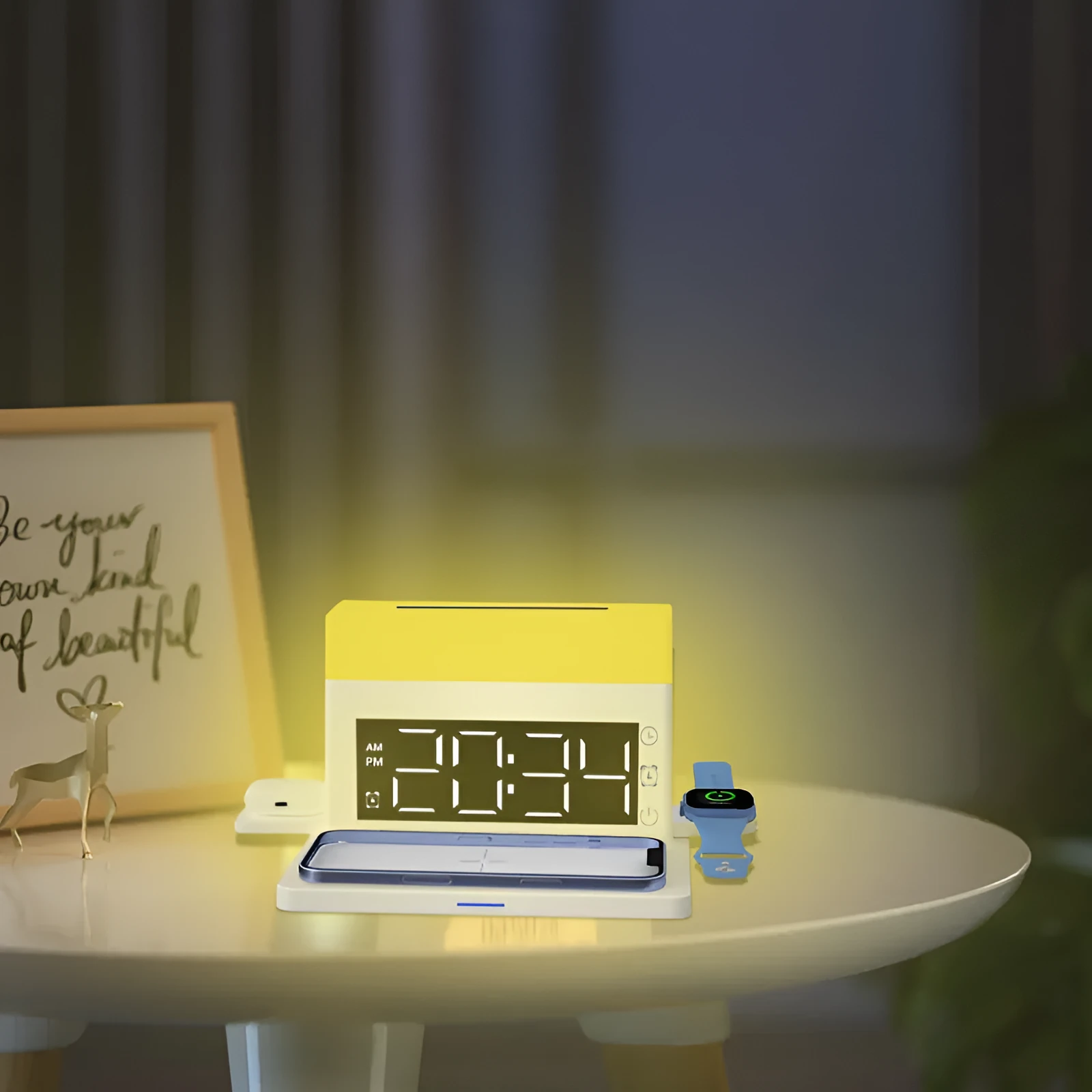Creative multi-function USB alarm clock with night light in black colour
