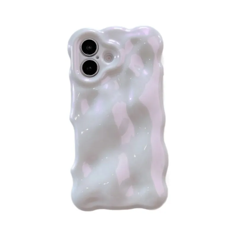 Niche Advanced Sense Plating Shell TPU phone case with wave bubble finish in silver electroplated colour