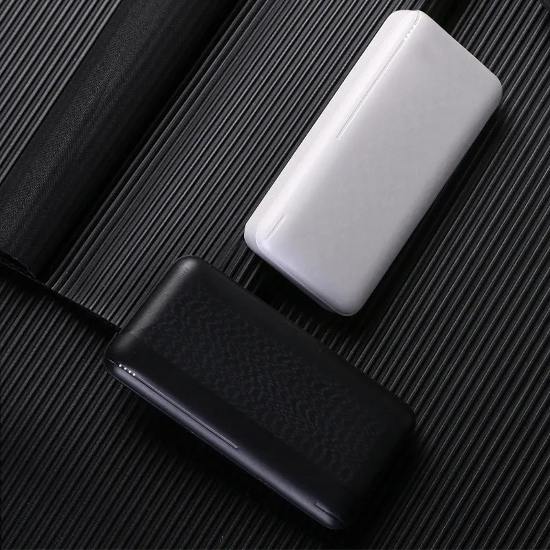 Ultra-thin plastic power bank with light display screen and two U output ports, black colour