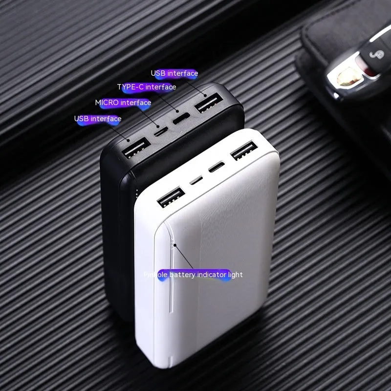 Ultra-thin plastic power bank with light display screen and two U output ports, black colour