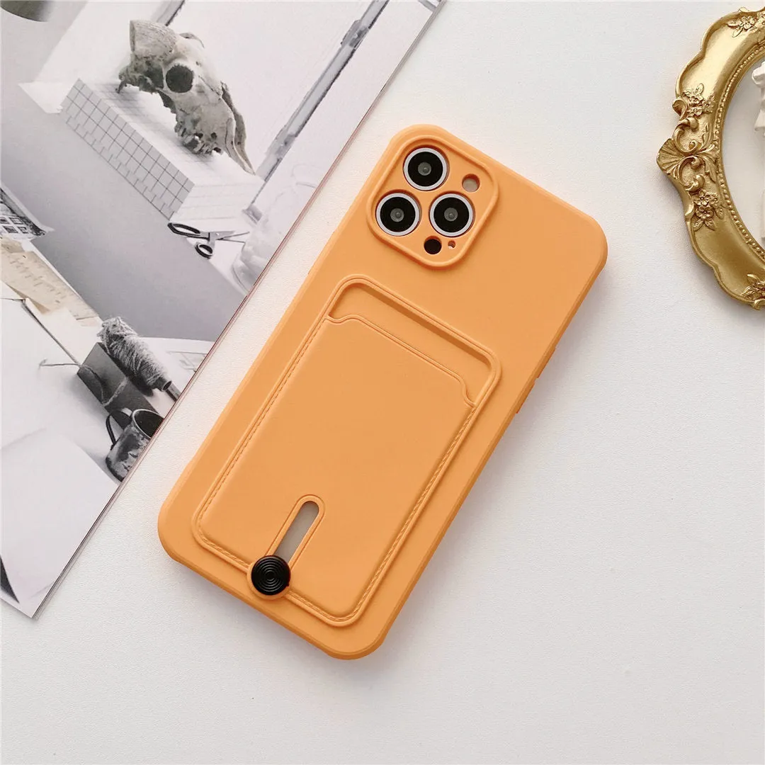 Card holder silicone mobile phone case with lanyard for Apple iPhone, fine hole design, black colour