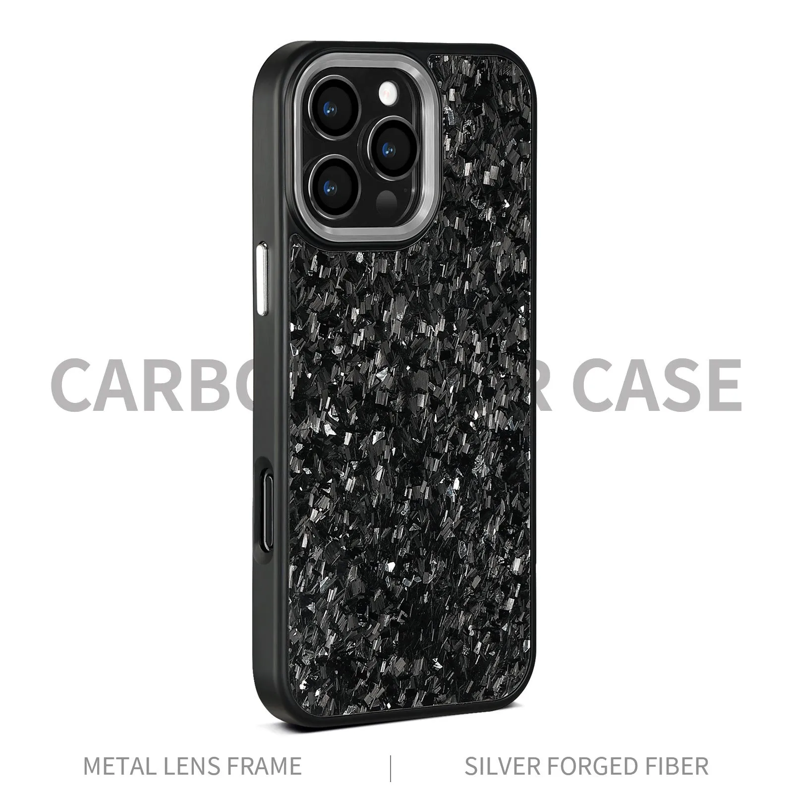 Green frame carbon fibre phone shell with metal back and magnetic feature for iPhone 17 series