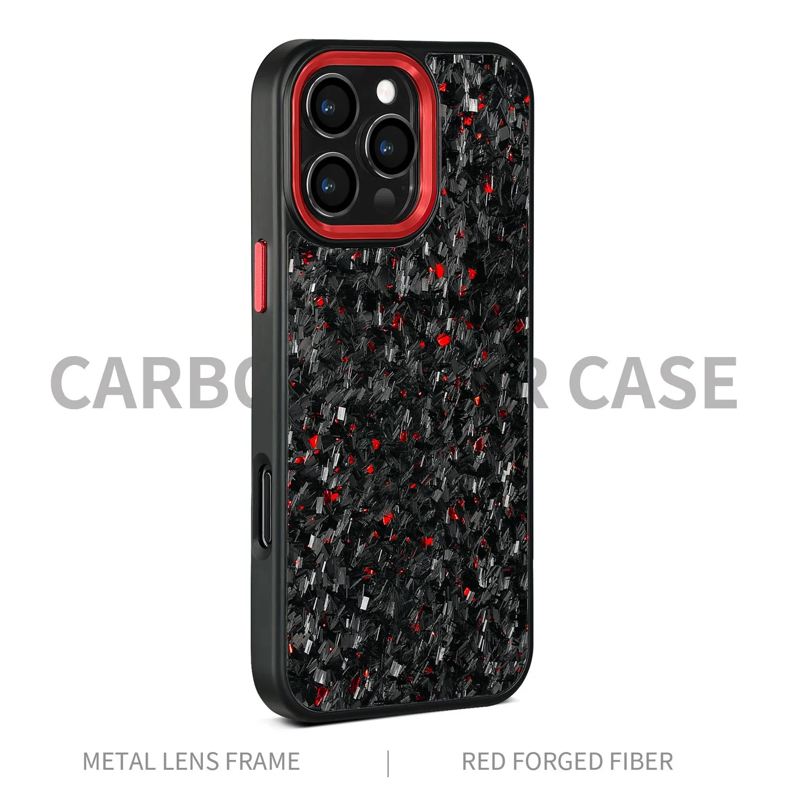 Green frame carbon fibre phone shell with metal back and magnetic feature for iPhone 17 series