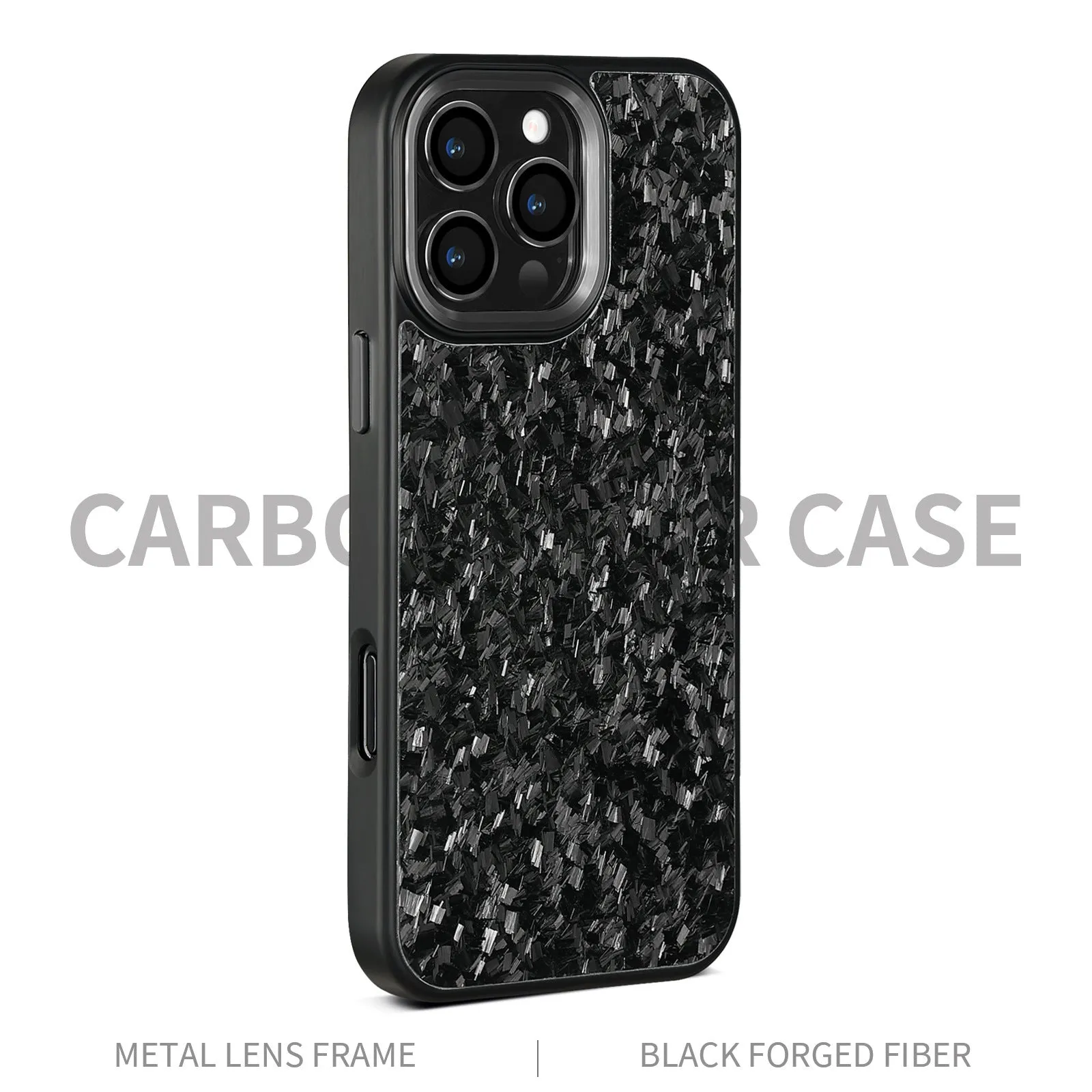 Green frame carbon fibre phone shell with metal back and magnetic feature for iPhone 17 series