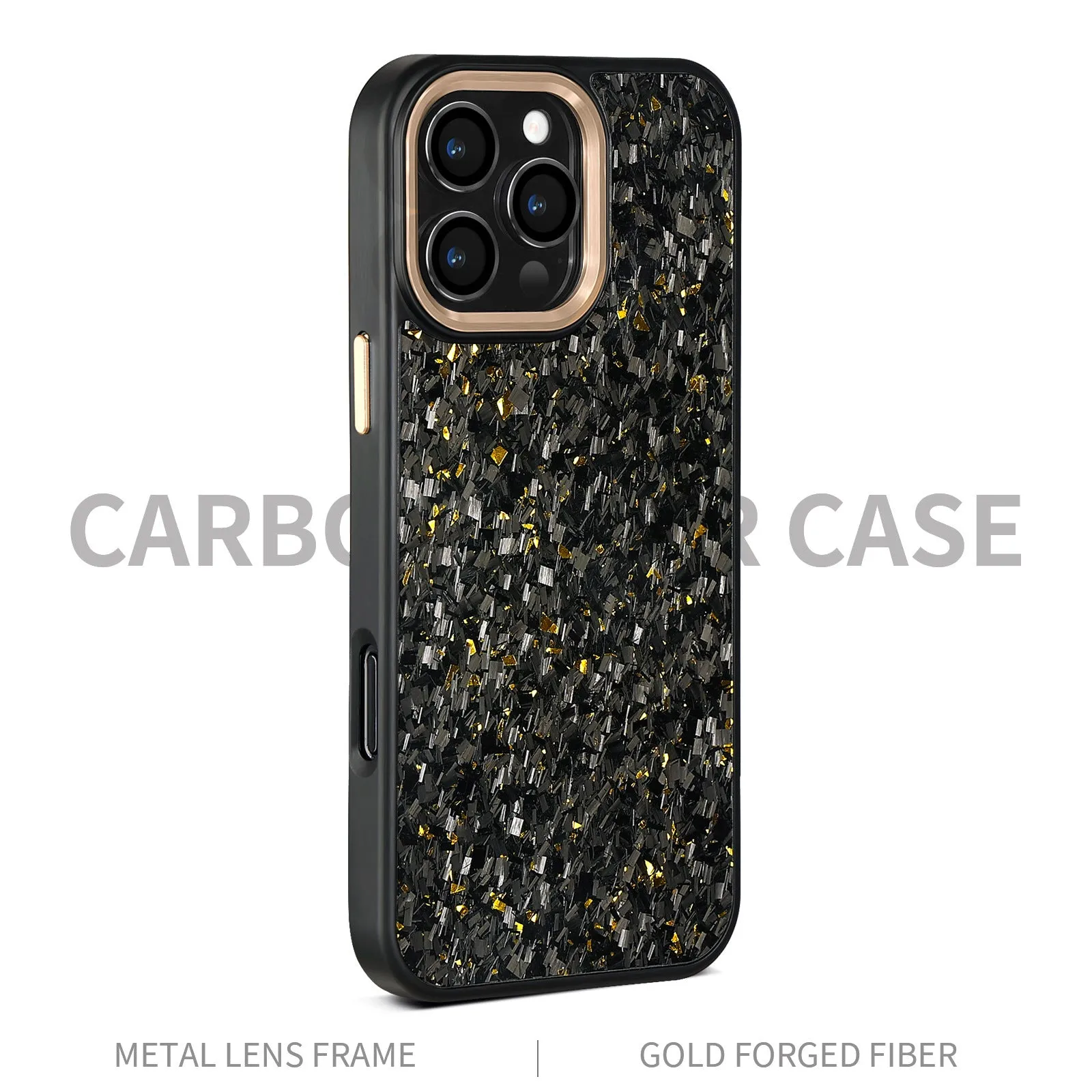Green frame carbon fibre phone shell with metal back and magnetic feature for iPhone 17 series