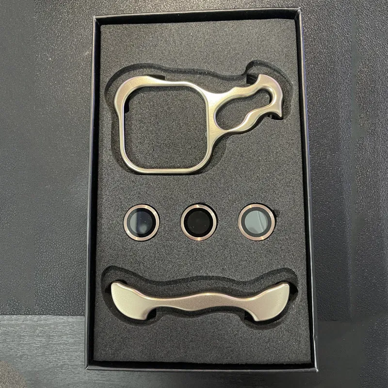 Blue skeleton metal corner pad phone case for iPhone 16 Pro with lens protector and magnetic suction feature