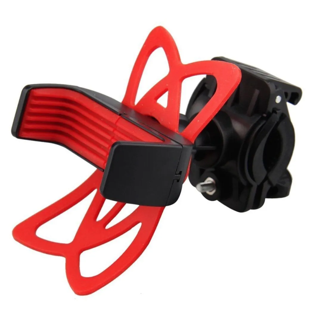 Universal bicycle motorcycle phone bracket black red with ABS alloy silicone straps on handlebar
