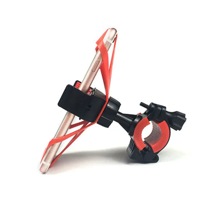 Universal bicycle motorcycle phone bracket black red with ABS alloy silicone straps on handlebar
