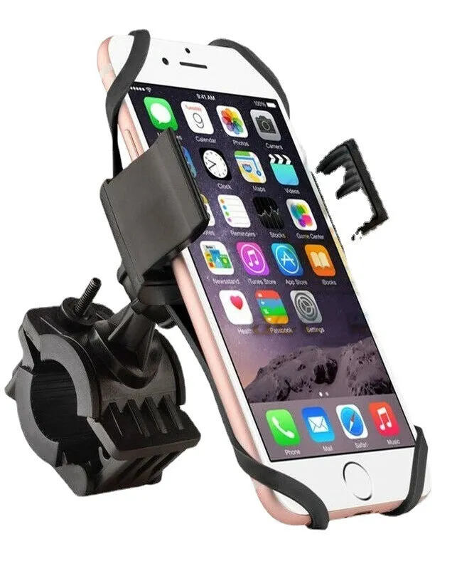 Universal bicycle motorcycle phone bracket black red with ABS alloy silicone straps on handlebar