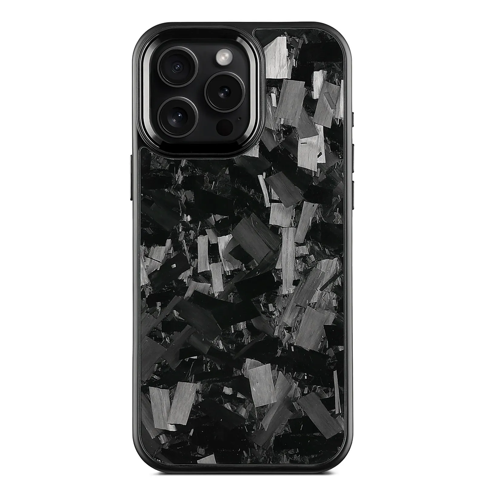 Carbon fibre forged pattern phone case for iPhone with metal frame, black frame blue gold colour, all-inclusive protective shell