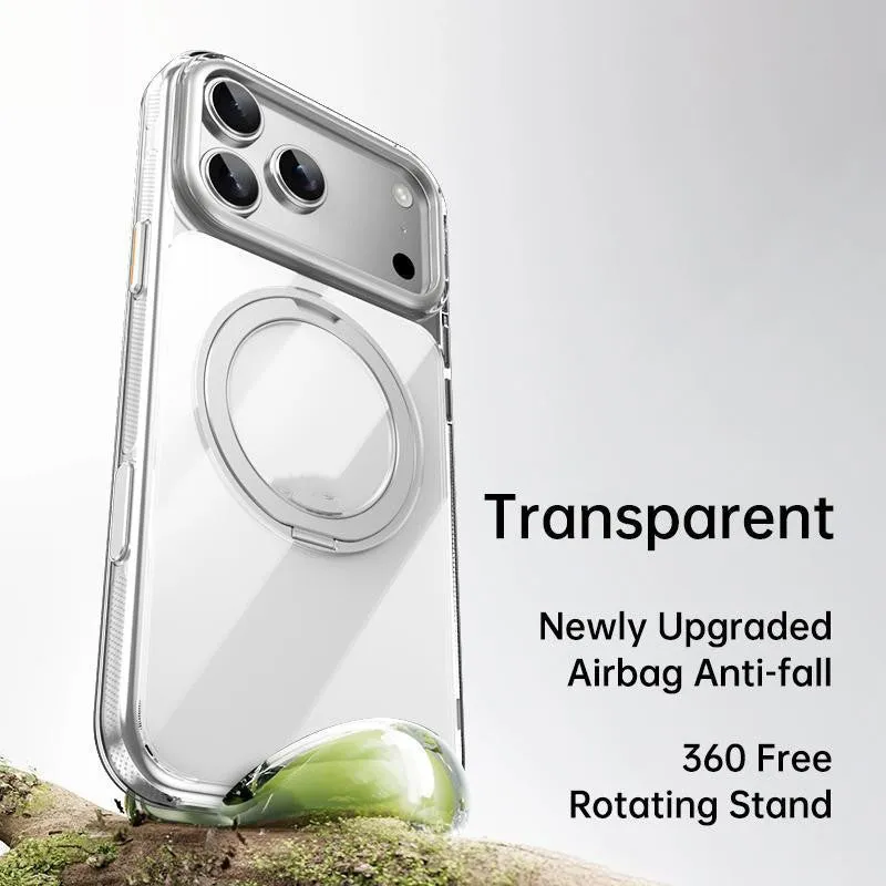 Black PU froster bracket phone case for iPhone 17 with damping sound drop protection