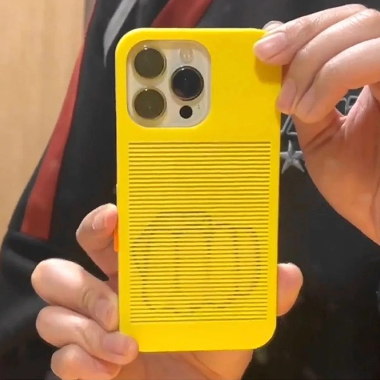 Hard plastic frosted phone case for iPhone with creative finger transformation design in yellow