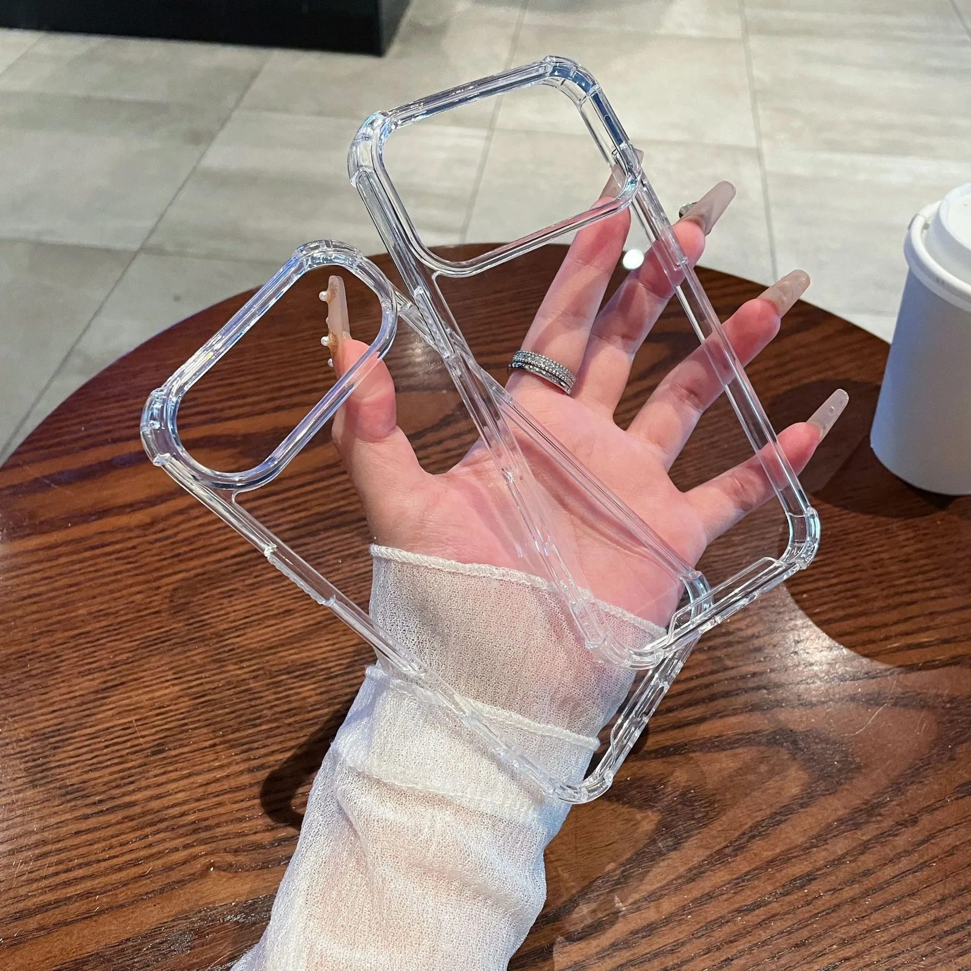 Transparent drop-resistant phone case for iPhone 11 to 17 series with airbag protection