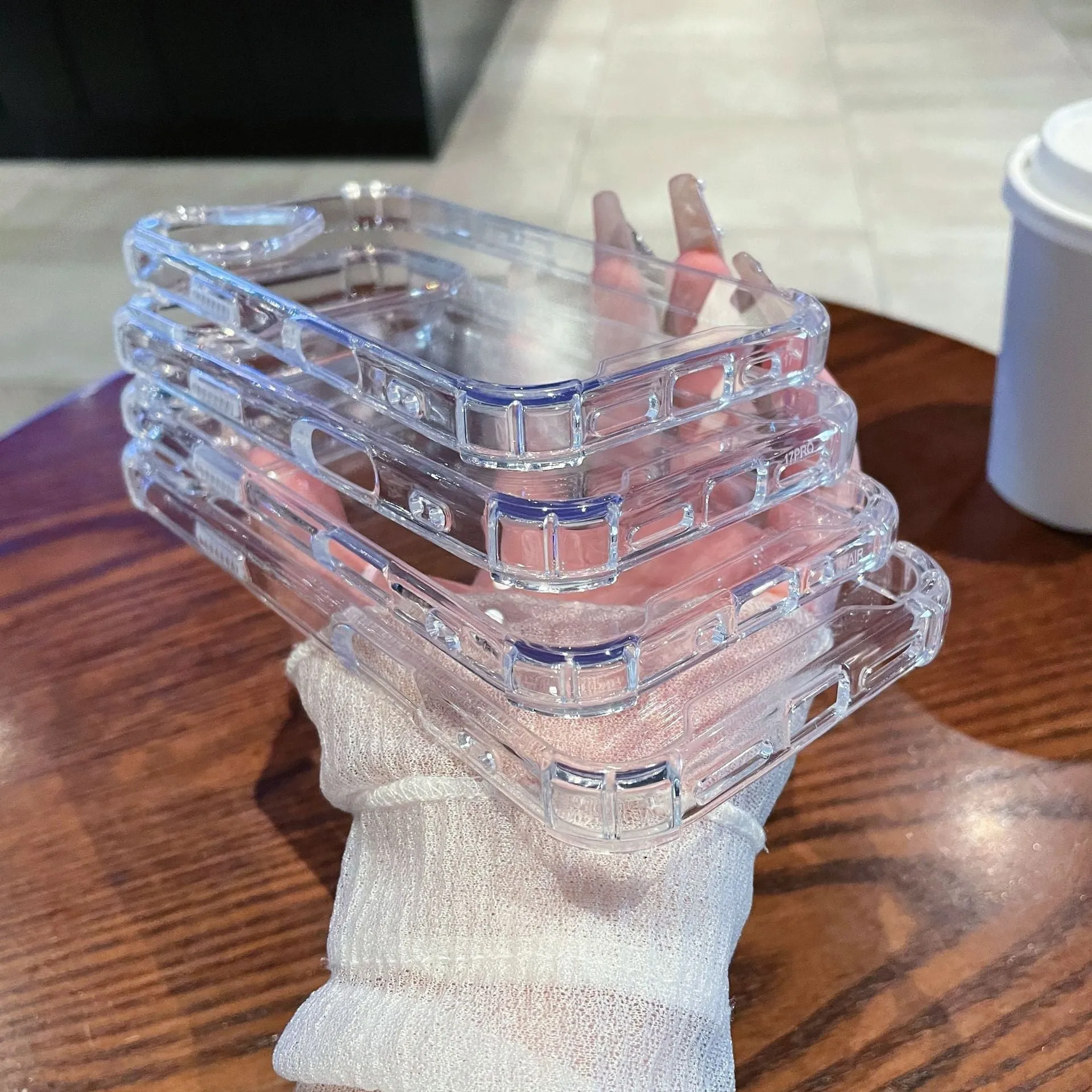 Transparent drop-resistant phone case for iPhone 11 to 17 series with airbag protection
