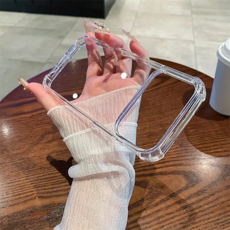 Transparent drop-resistant phone case for iPhone 11 to 17 series with airbag protection