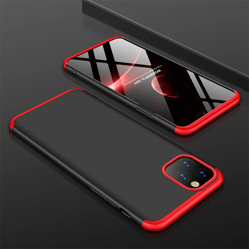 Three-section PC mobile phone case for Apple iPhone 11 in solid black colour, back cover style