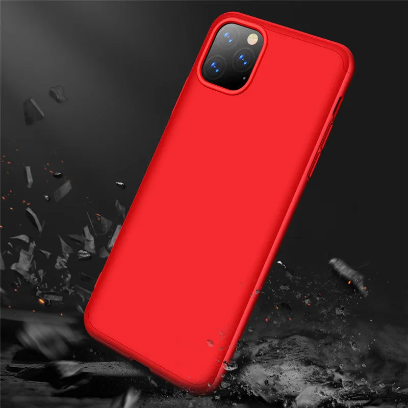 Three-section PC mobile phone case for Apple iPhone 11 in solid black colour, back cover style