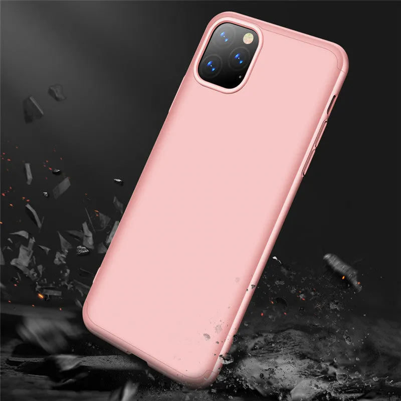 Three-section PC mobile phone case for Apple iPhone 11 in solid black colour, back cover style