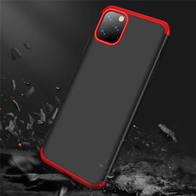 Three-section PC mobile phone case for Apple iPhone 11 in solid black colour, back cover style