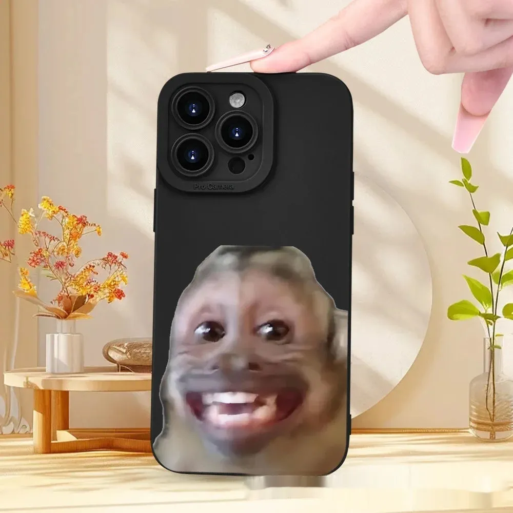 Black TPU phone case with trendy monkey print for Apple 15 Pro, shockproof and anti-fall design