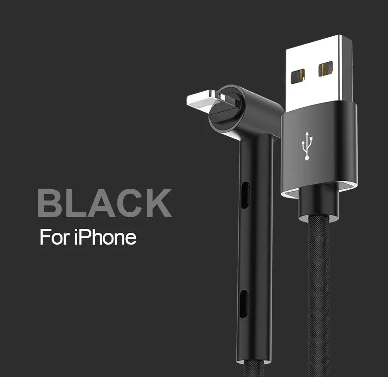 Creative mobile phone elbow charging cable for Apple fast charging in black red and blue