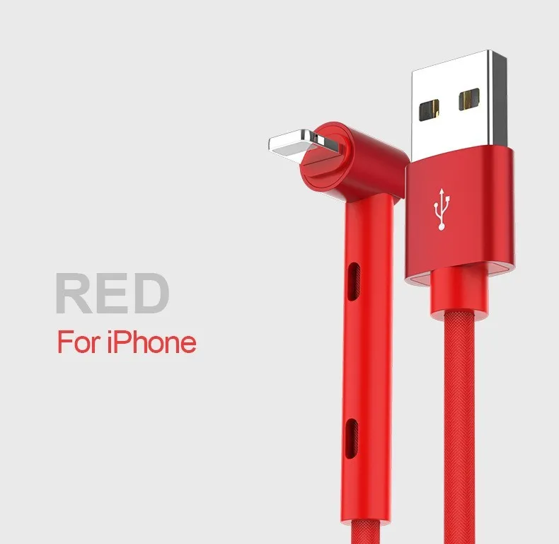 Creative mobile phone elbow charging cable for Apple fast charging in black red and blue