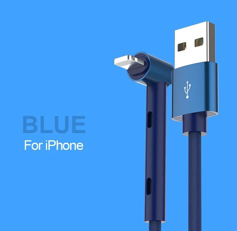 Creative mobile phone elbow charging cable for Apple fast charging in black red and blue