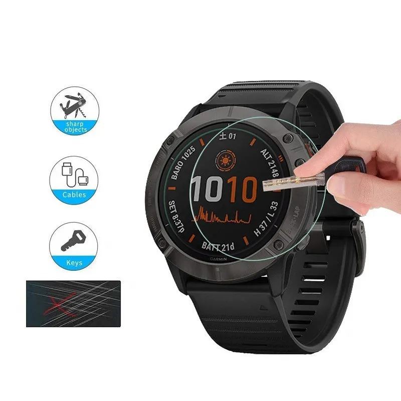 Transparent tempered glass screen protector for Garmin Fenix 6 series watch front film