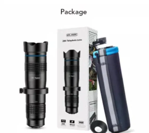 High power portable outdoor glasses with 36x optical zoom monocular and miniature tripod in black
