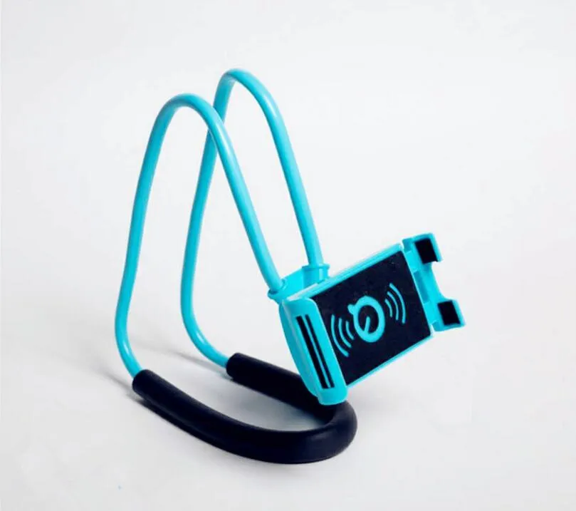 White universal phone holder with 360-degree rotation mechanism holding a smartphone