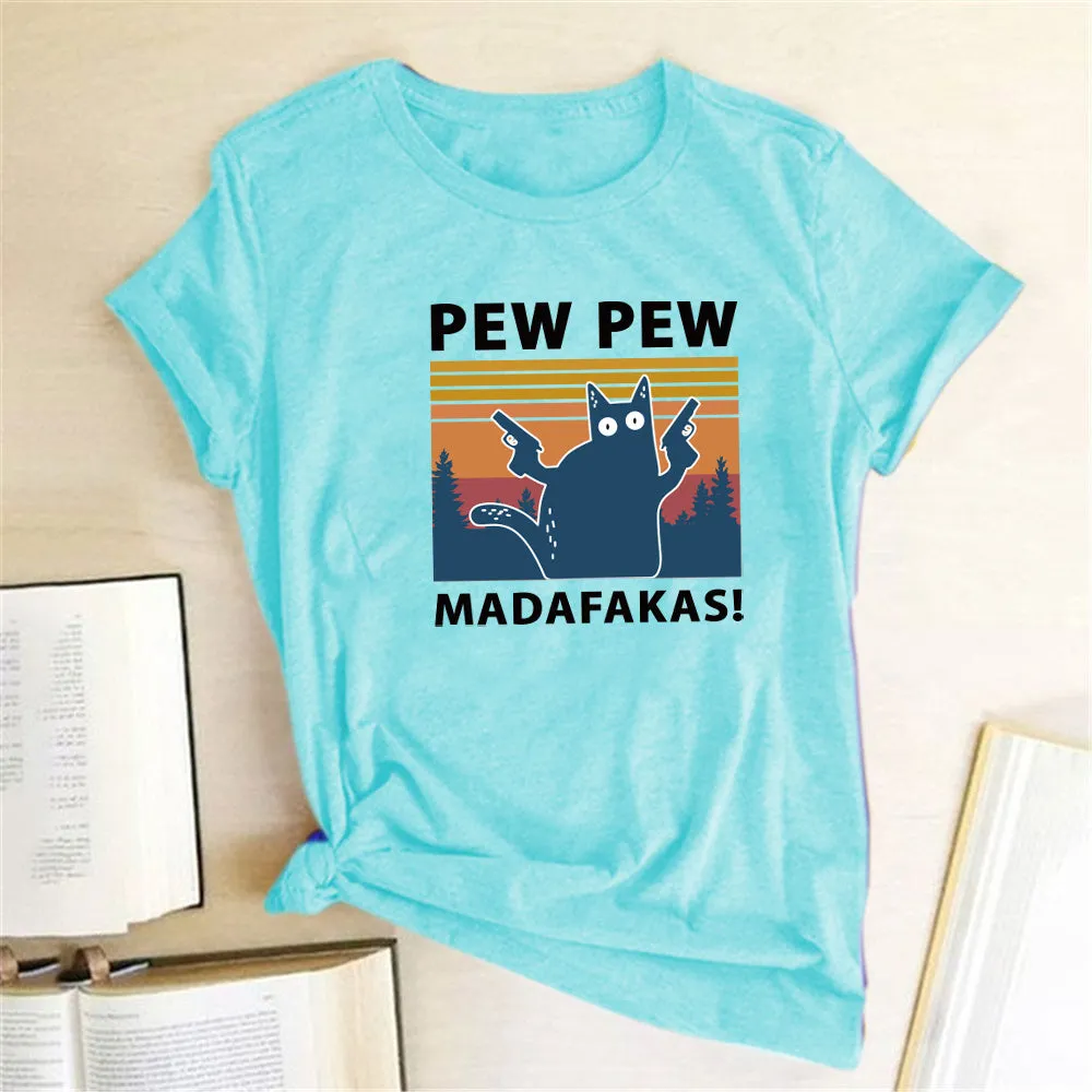 Man's loose fit short sleeve printed T-shirt in multiple colour options on a hanger.