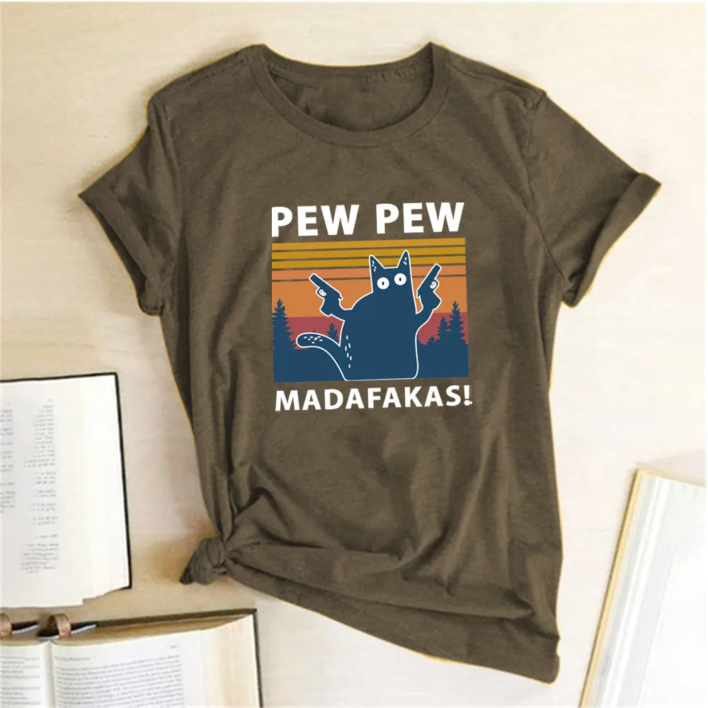 Man's loose fit short sleeve printed T-shirt in multiple colour options on a hanger.
