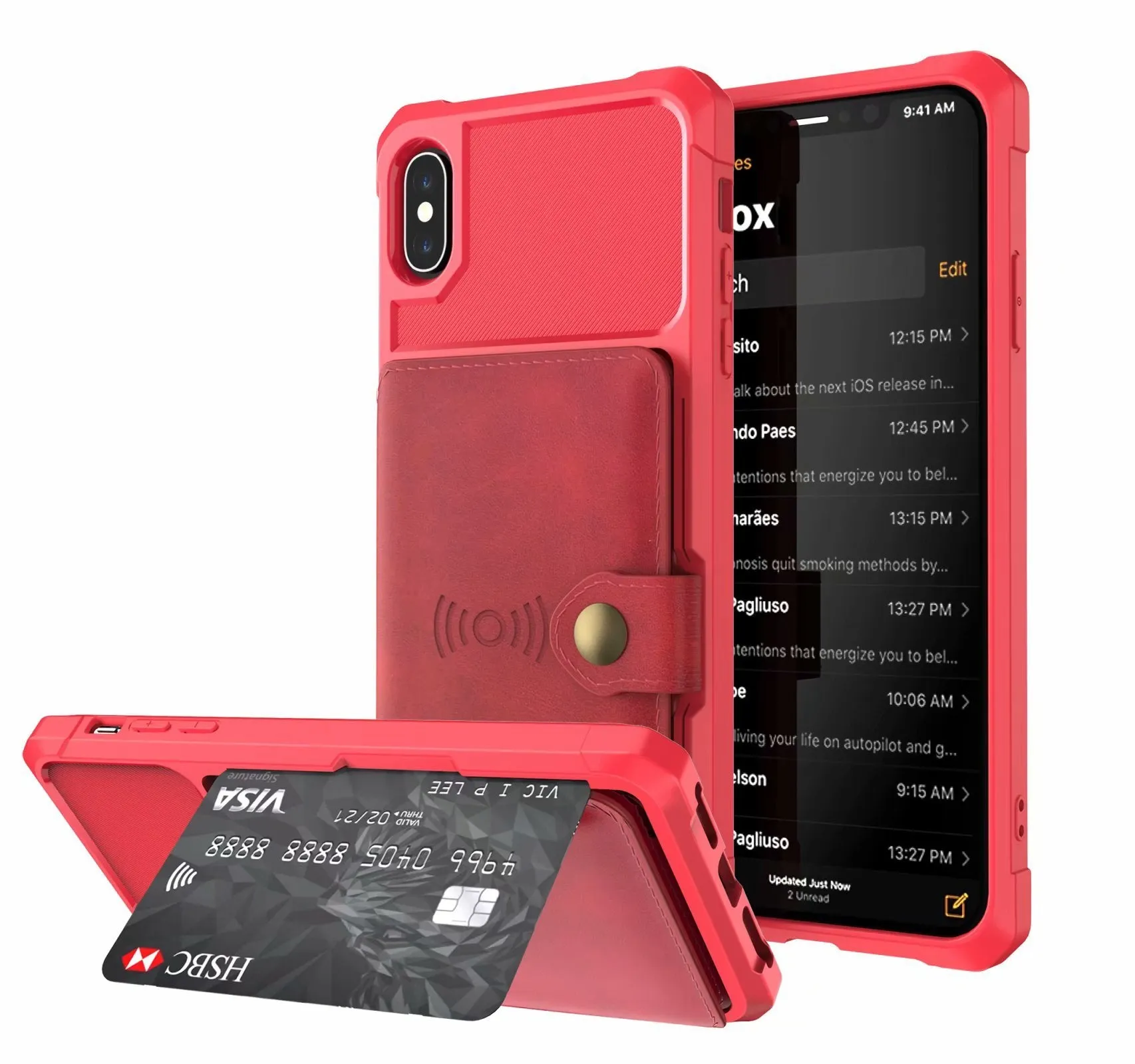 Car magnetic protection cover in black PU leather with built-in metal magnetic iron and shiftable stand