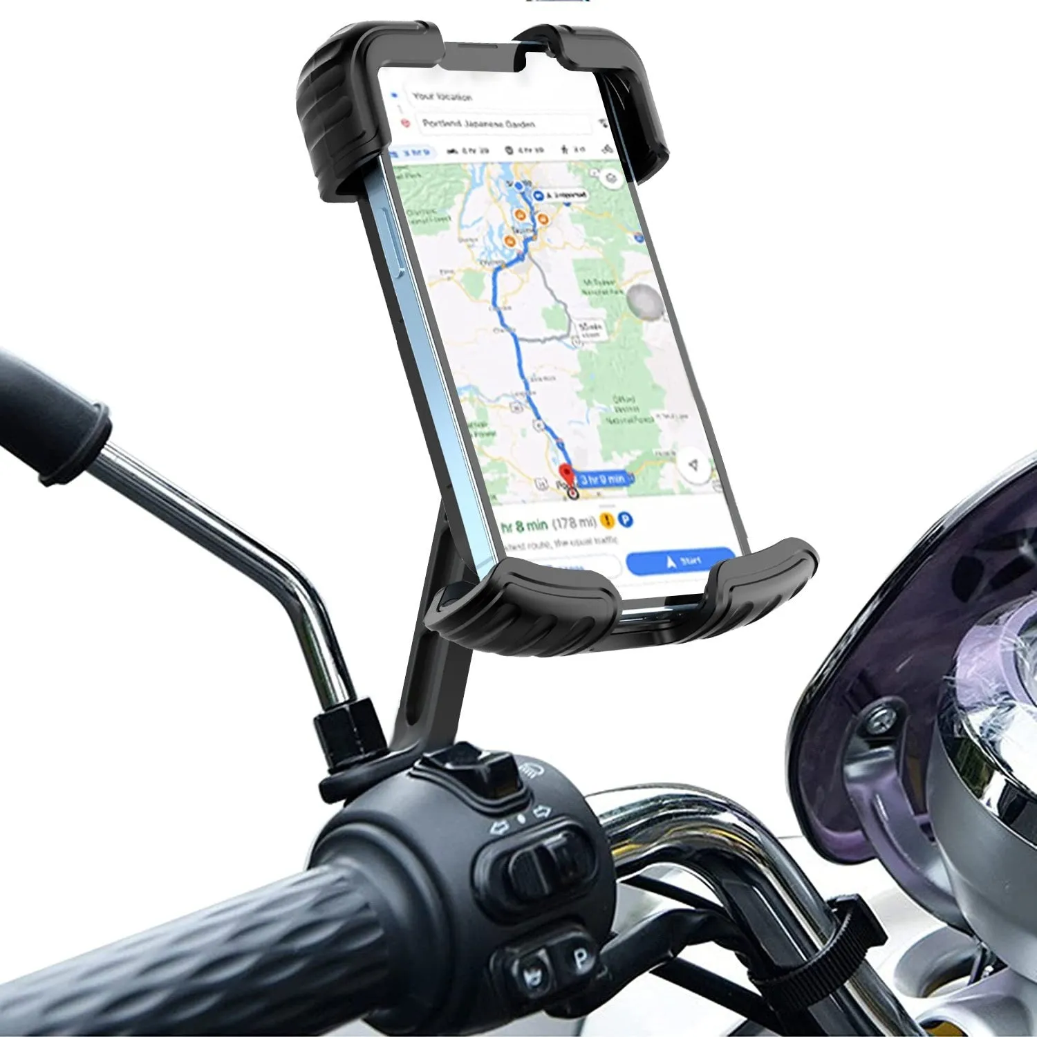 Black stainless steel and ABS navigation bracket for bicycle or electric vehicle handlebar