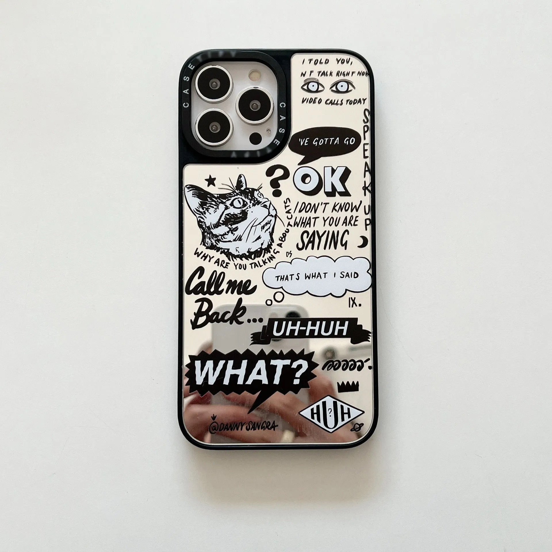 English graffiti cat painted TPU full wrap phone case for iPhone, cat colour