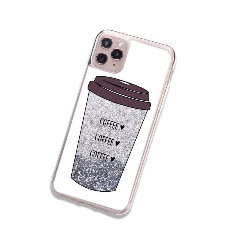 Quicksand beverage TPU phone case for Apple iPhone with moving particles and painted finish