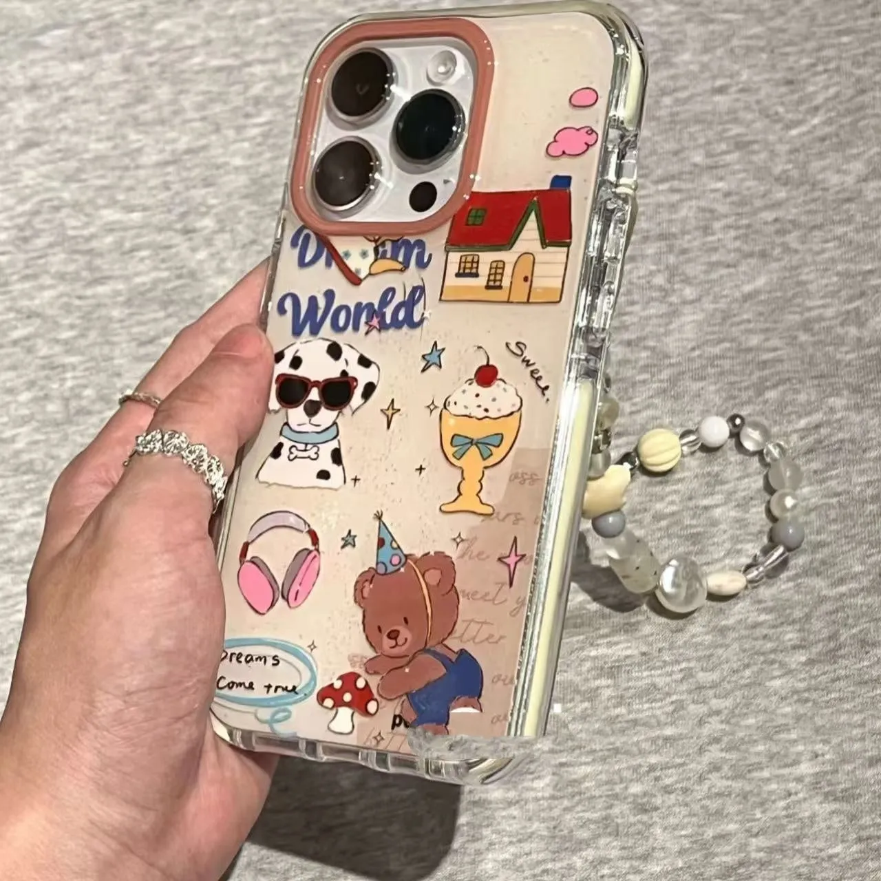 Retro cute dog party frosted phone case for iPhone 13, 14, 15, 16 Pro Max series