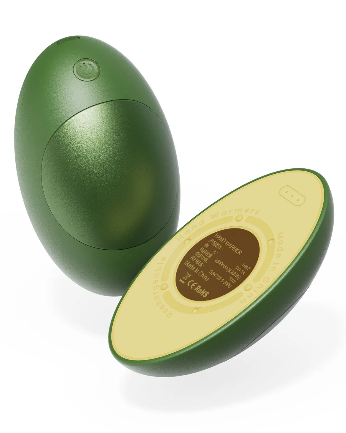 Magnetic hand warmer power bank two-in-one in avocado green, black, and brown colours