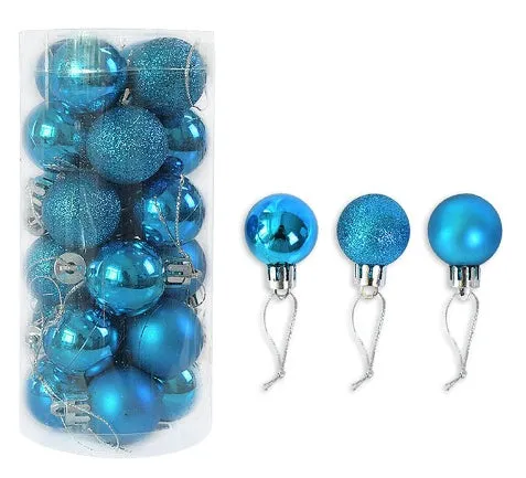Barrelled Christmas ball decoration with 3cm diameter in gold, red, silver, and other colours, electroplated finish