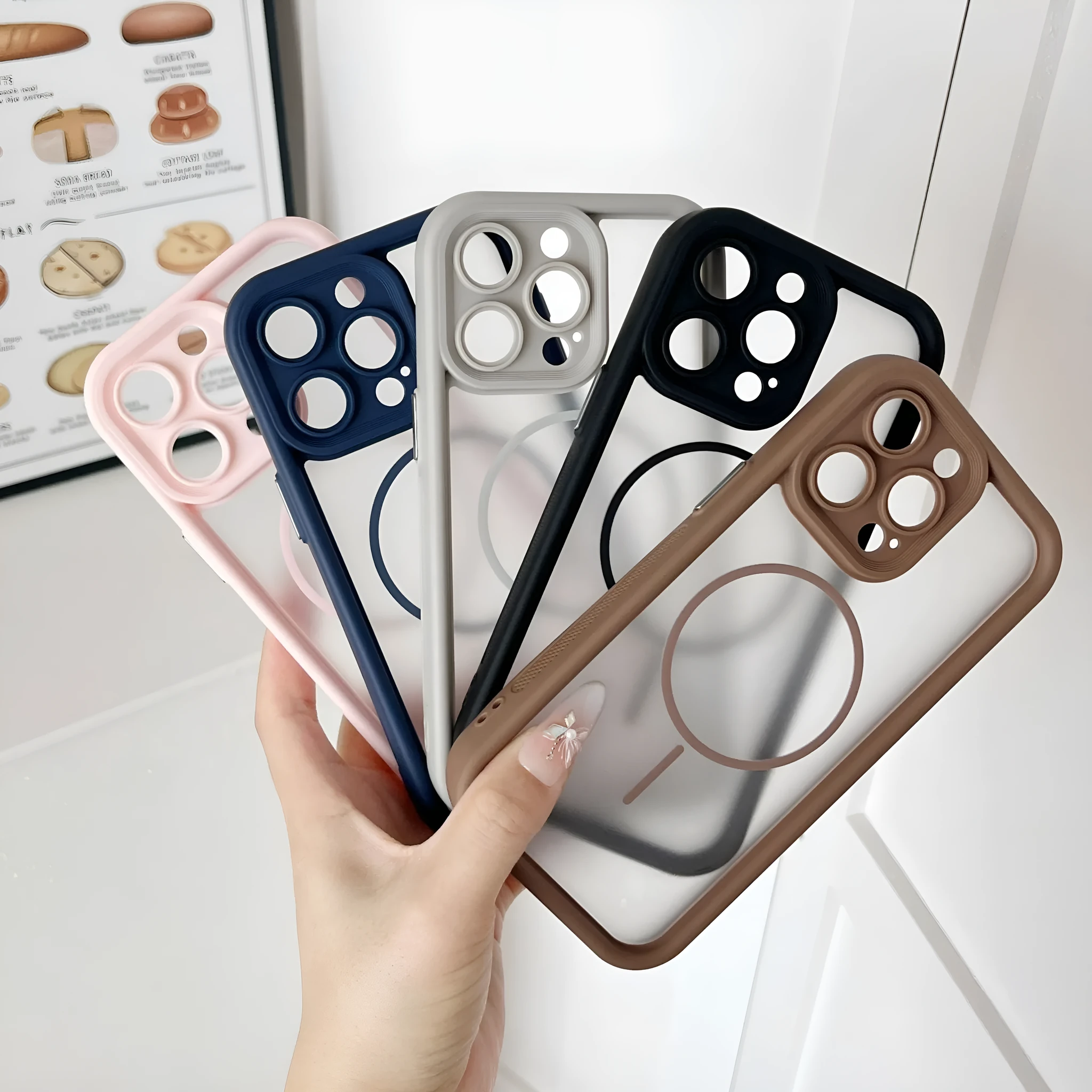 Skin feeling strong magnetic phone case for iPhone, shockproof, anti-fingerprint, black, TPU PC material