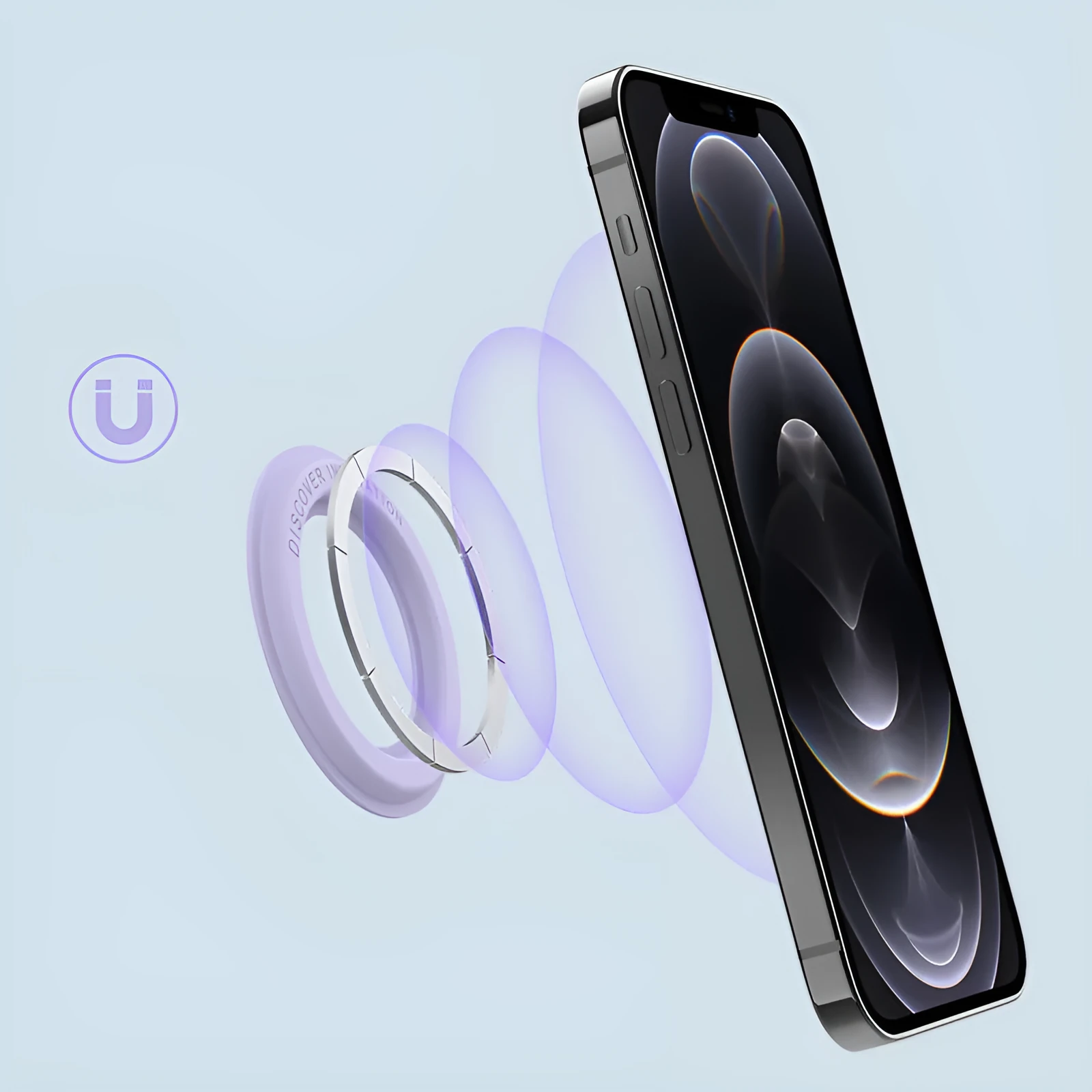 Magnetic ring mobile phone holder in Athens black for Apple Samsung wall and car mount