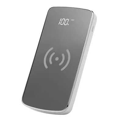 Ultra-thin wireless power bank with mirror 10000mAh in gold colour plastic shell